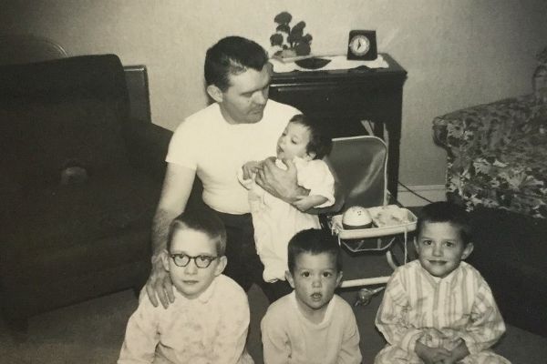 Crandell boys in PJs 1956