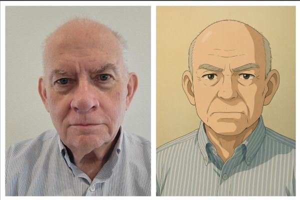 Mark side by side to a Studio Ghibli caracticture of himself