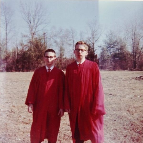 Mickey and Mark on confirmation robes