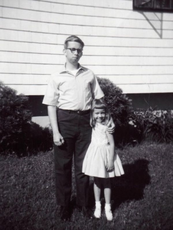Mickey and Polly in the front yard