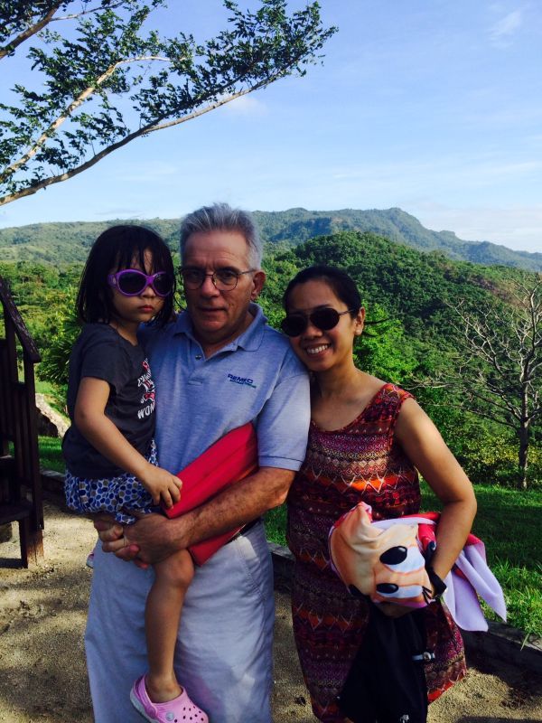 Christmas 2014 Alba, Cher and David ouside in Batangas