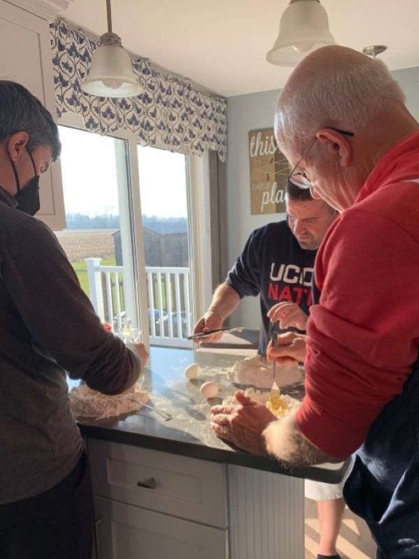 Steve, Sean, and Bryan making pasta